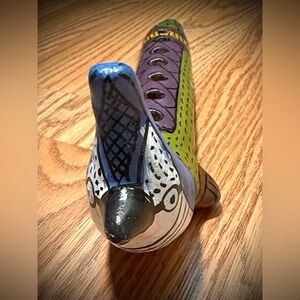 Andean folk art instrument,handpainted water whistle made by artisans in Peru